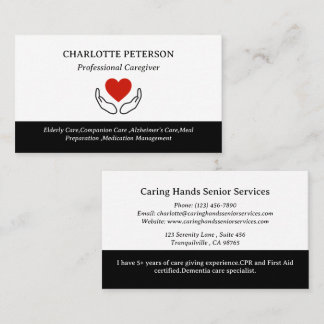 Professional Health Caregiver Business Card