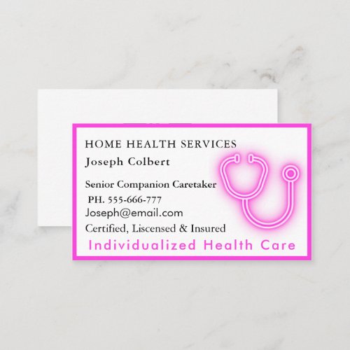 Professional Health Caregiver Medical QR Code pink Business Card