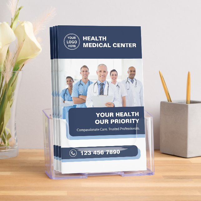 Professional Healthcare Clinic Doctor Tri-Fold Brochure (Insitu)