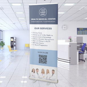 Professional Healthcare Clinic Services QR Retractable Banner
