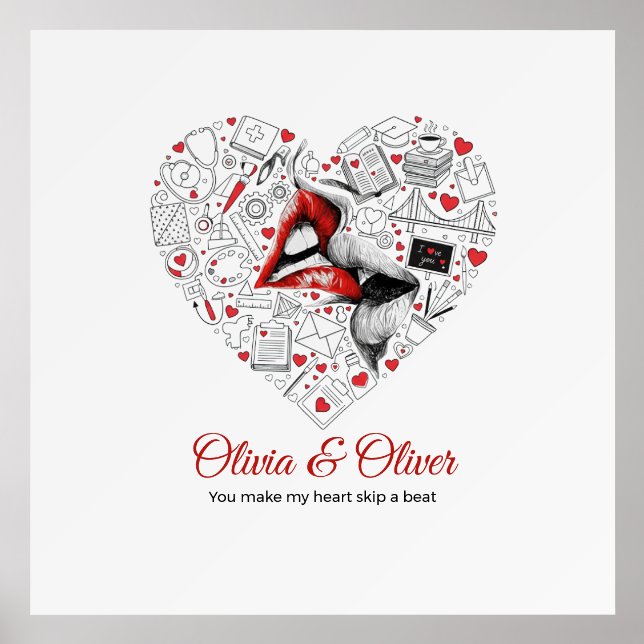 Professional Heart Career Desk Plaque with Custom  Holder (Front)