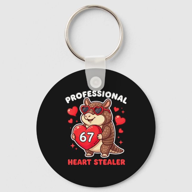 Professional Heart Stealer Valentines 67 Meme 6 7  Keychain (Front)
