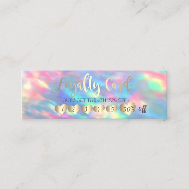  Professional Hearts Iridescent Opal Holographic Loyalty Card (Front)
