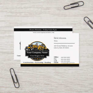 Professional Heavy Equipment Construction Company  Business Card