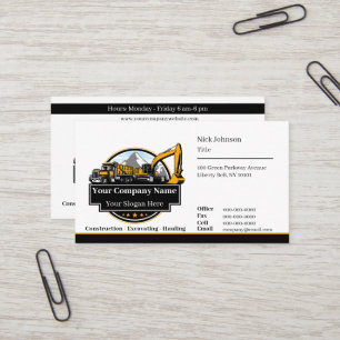 Professional Heavy Equipment Construction Company  Business Card