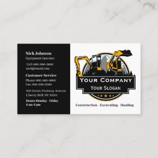 Professional Heavy Equipment Construction Company Business Card