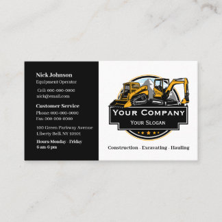 Professional Heavy Equipment Construction Company Business Card