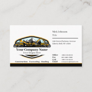 Professional Heavy Equipment Construction Company  Business Card