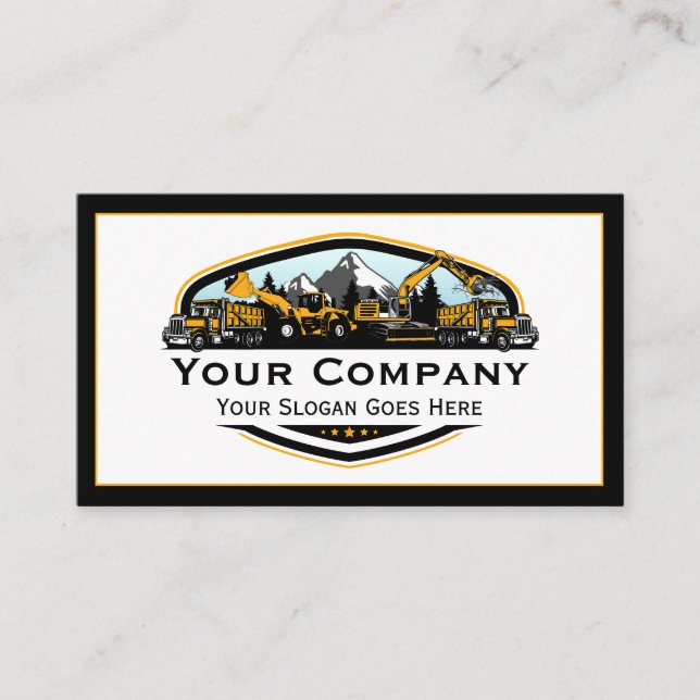 Professional Heavy Equipment Construction Company  Business Card (Front)