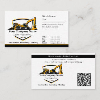Professional Heavy Equipment Construction Company Business Card