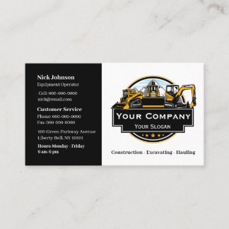 Professional Heavy Equipment Construction Company Business Card