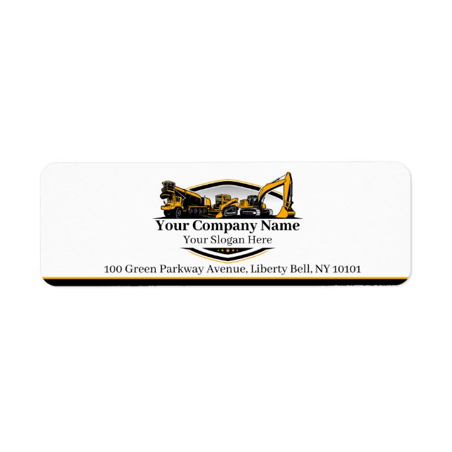 Professional Heavy Equipment Construction Company  Label (Front)