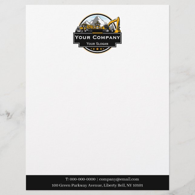 Professional Heavy Equipment Construction Company  Letterhead (Front)