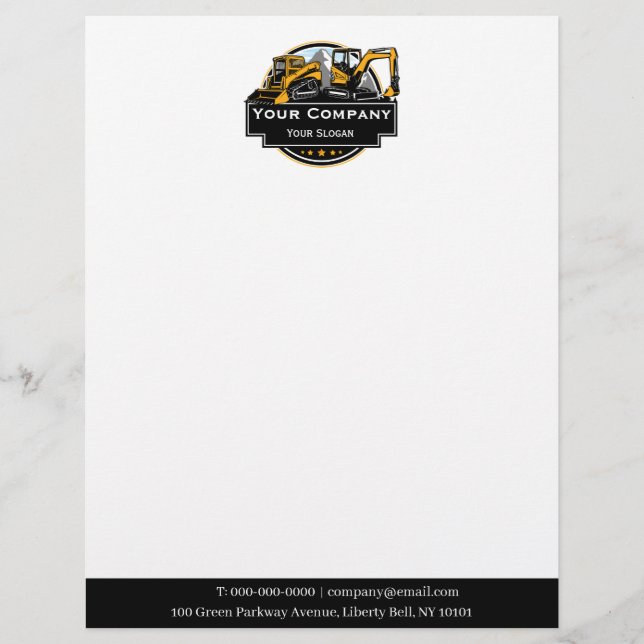 Professional Heavy Equipment Construction Company  Letterhead (Front)