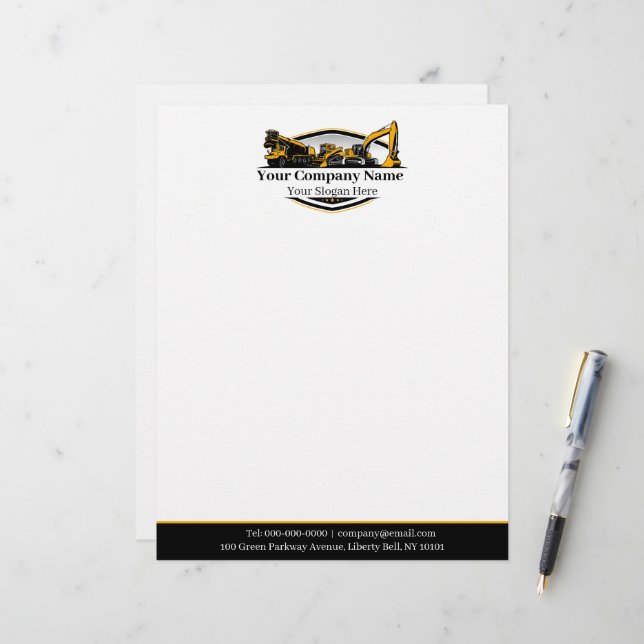 Professional Heavy Equipment Construction Company  Letterhead (Front/Back In Situ)