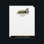 Professional Heavy Equipment Construction Company Letterhead<br><div class="desc">We provide tailored business card solutions specifically designed for heavy equipment construction businesses. Whether you are involved in excavating, equipment rental, heavy machinery operations, or own a construction company, our customizable letterheads are uniquely crafted to meet your requirements. Our selection includes a variety of designs featuring different types of heavy...</div>