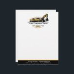 Professional Heavy Equipment Construction Company Letterhead<br><div class="desc">We provide tailored business card solutions specifically designed for heavy equipment construction businesses. Whether you are involved in excavating, equipment rental, heavy machinery operations, or own a construction company, our customizable letterheads are uniquely crafted to meet your requirements. Our selection includes a variety of designs featuring different types of heavy...</div>