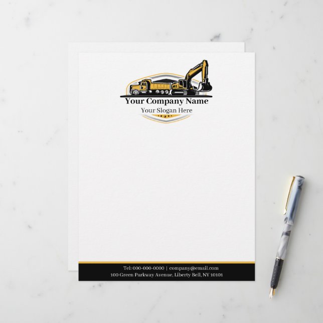 Professional Heavy Equipment Construction Company Letterhead (Front/Back In Situ)