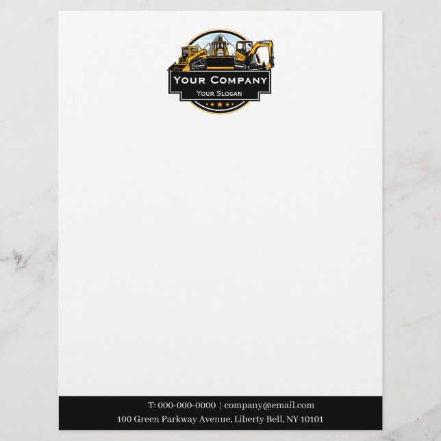 Professional Heavy Equipment Construction Company  Letterhead (Front)