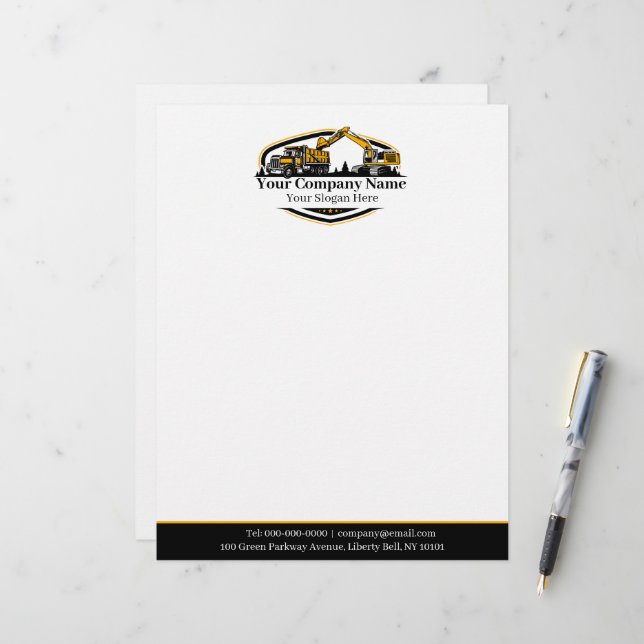 Professional Heavy Equipment Construction Company  Letterhead (Front/Back In Situ)