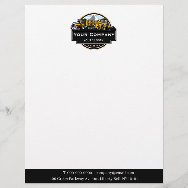 Professional Heavy Equipment Construction Company  Letterhead (Front)