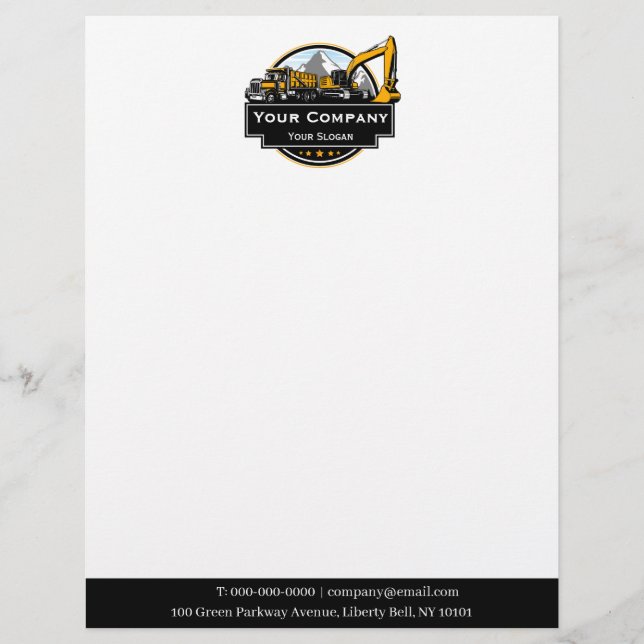 Professional Heavy Equipment Construction Company  Letterhead (Front)