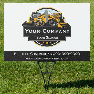 Professional Heavy Equipment Construction Company Sign