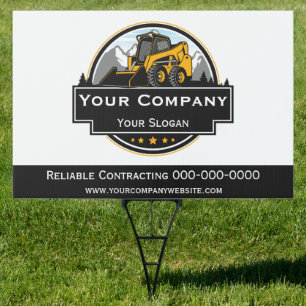 Professional Heavy Equipment Construction Company Sign