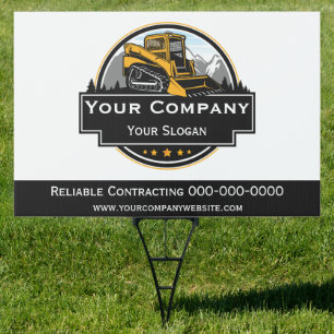 Professional Heavy Equipment Construction Company Sign