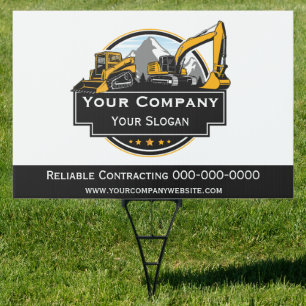Professional Heavy Equipment Construction Company Sign