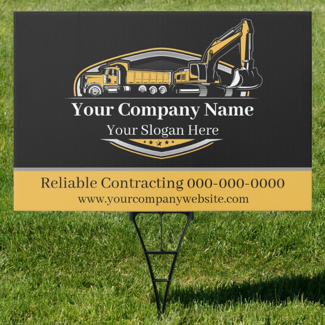 Professional Heavy Equipment Construction Company Sign (Insitu)