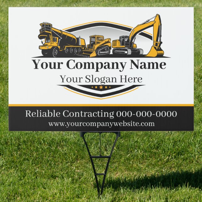 Professional Heavy Equipment Construction Company  Sign (Insitu)