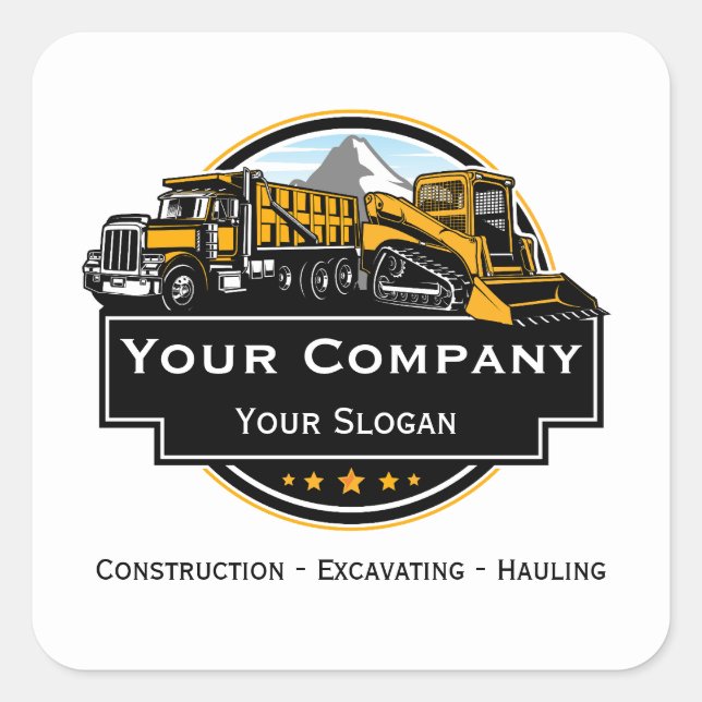 Professional Heavy Equipment Construction Company  Square Sticker (Front)