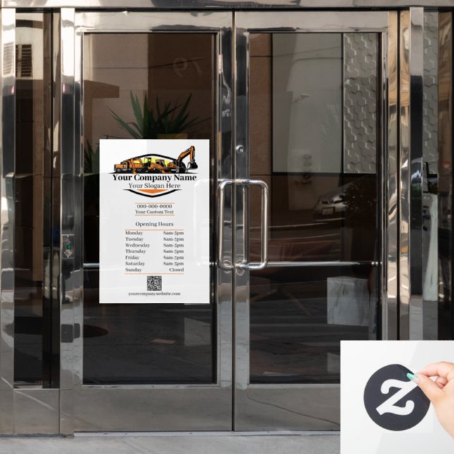 Professional Heavy Equipment Construction Company  Window Cling (Office Door)