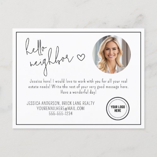 Professional Hello Neighbor Realty Postcard