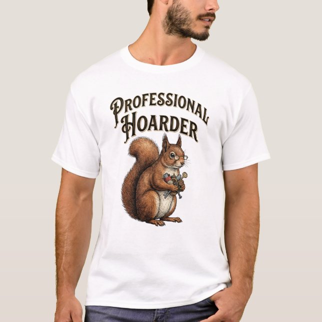Professional Hoarder Funny Vintage Squirrel T-Shirt (Front)