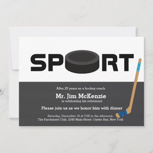 Professional Hockey retirement coach player Invitation