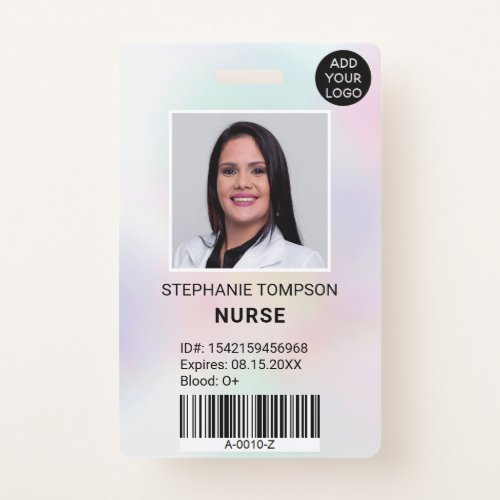 Professional holographic nurse photo logo code badge