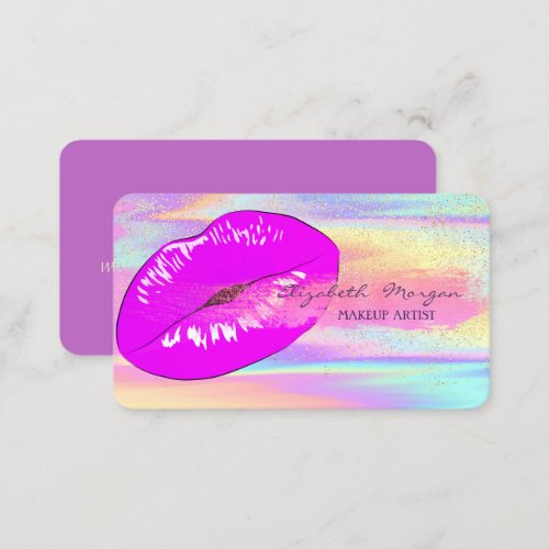 Professional HolograpicBrush StrokeConfettiLips Business Card