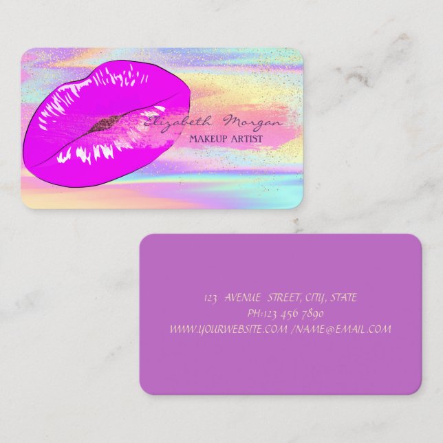 Professional Holograpic,Brush Stroke,Confetti,Lips Business Card (Front/Back)