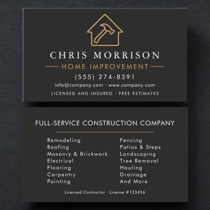 Professional Home Improvement Construction Business Card