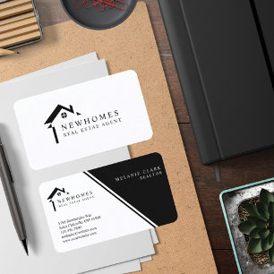 Professional Home Real Estate Agent Logo Black Business Card