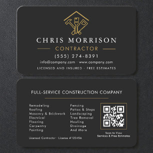 Professional Home Repair Services QR Code Business Card