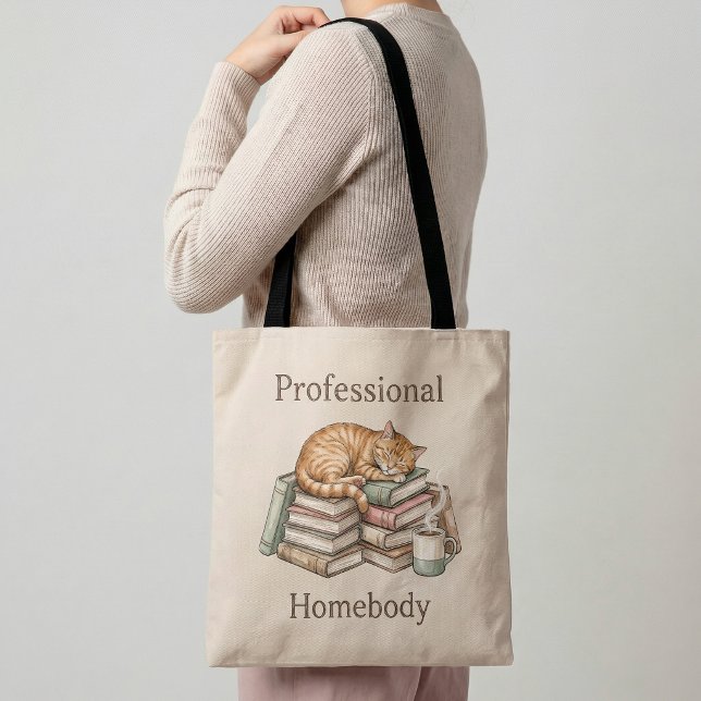 Professional Homebody Ginger Cat Books Funny Tote  Bag (Creator Uploaded)
