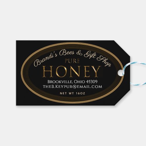 Professional Honey Label Black and Gold Oval