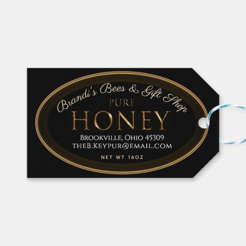 Professional Honey Label Black and Gold Oval Tag