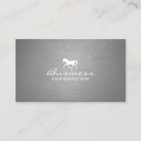 Professional Horse Equine Modern Silver Business Card