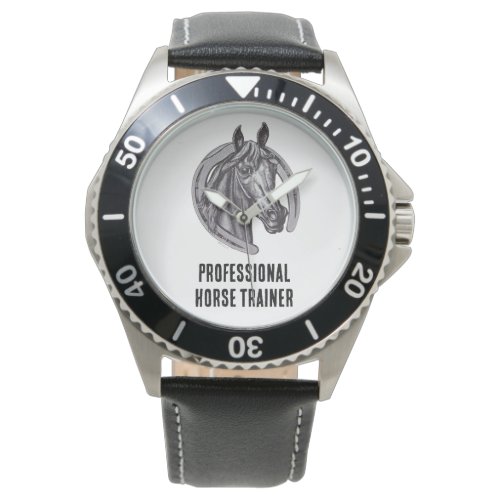 Professional Horse Trainer Black White Sketch Mare Watch