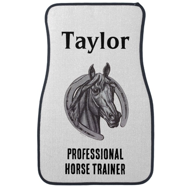 Professional Horse Trainer Equine Sketch Barn Car Floor Mat (Front)
