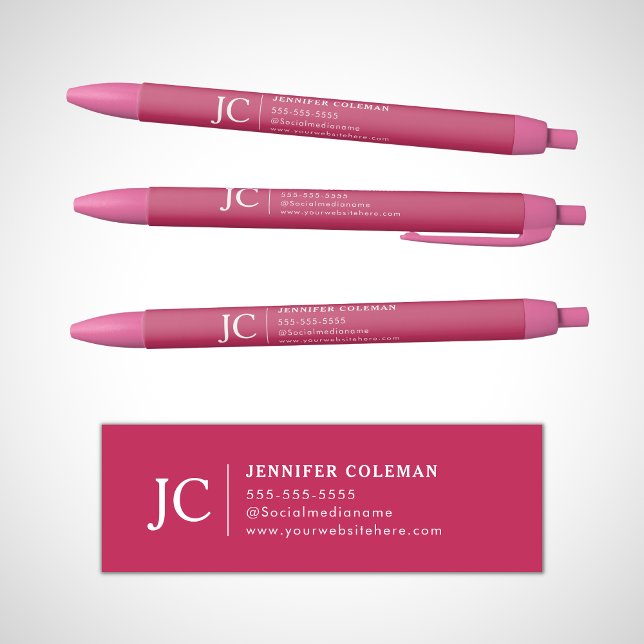 Professional Hot Pink Monogram Minimal Logo Pen (Creator Uploaded)